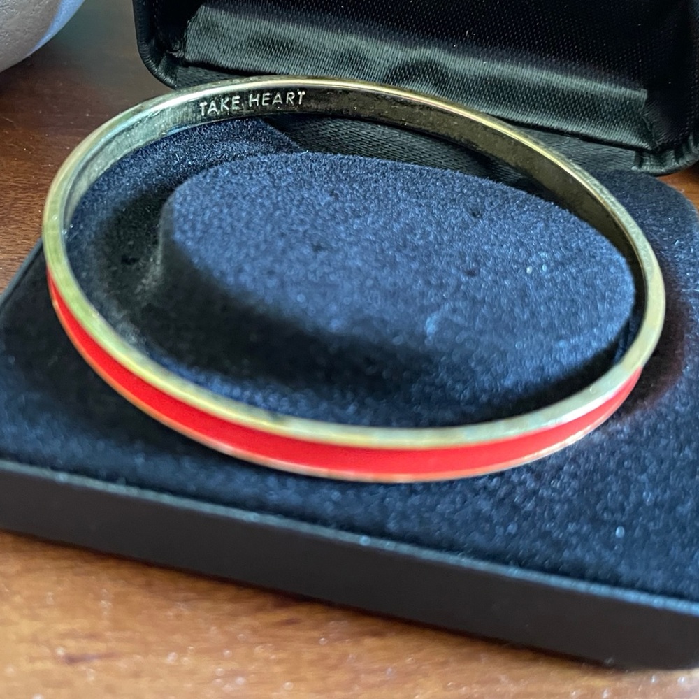 Kate Spade Red Enamel “Take Heart” Bangle Bracelet View 3